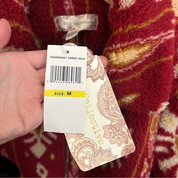 B.O.G. Collective Melrose Jacket in Garnet Gold Sherpa Teddy Full Zip Size M NWT - Picture 5 of 9